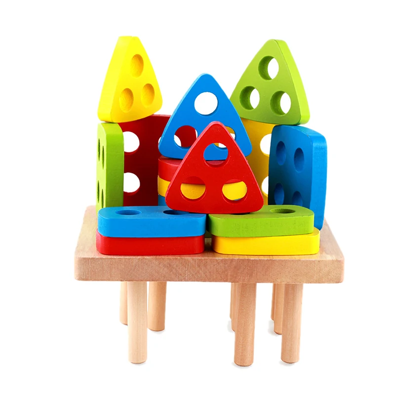  Baby Toys Wooden Blocks Shape Jointed Board Teaching Learning Education Building Chopping Block Mat - 4000001808394