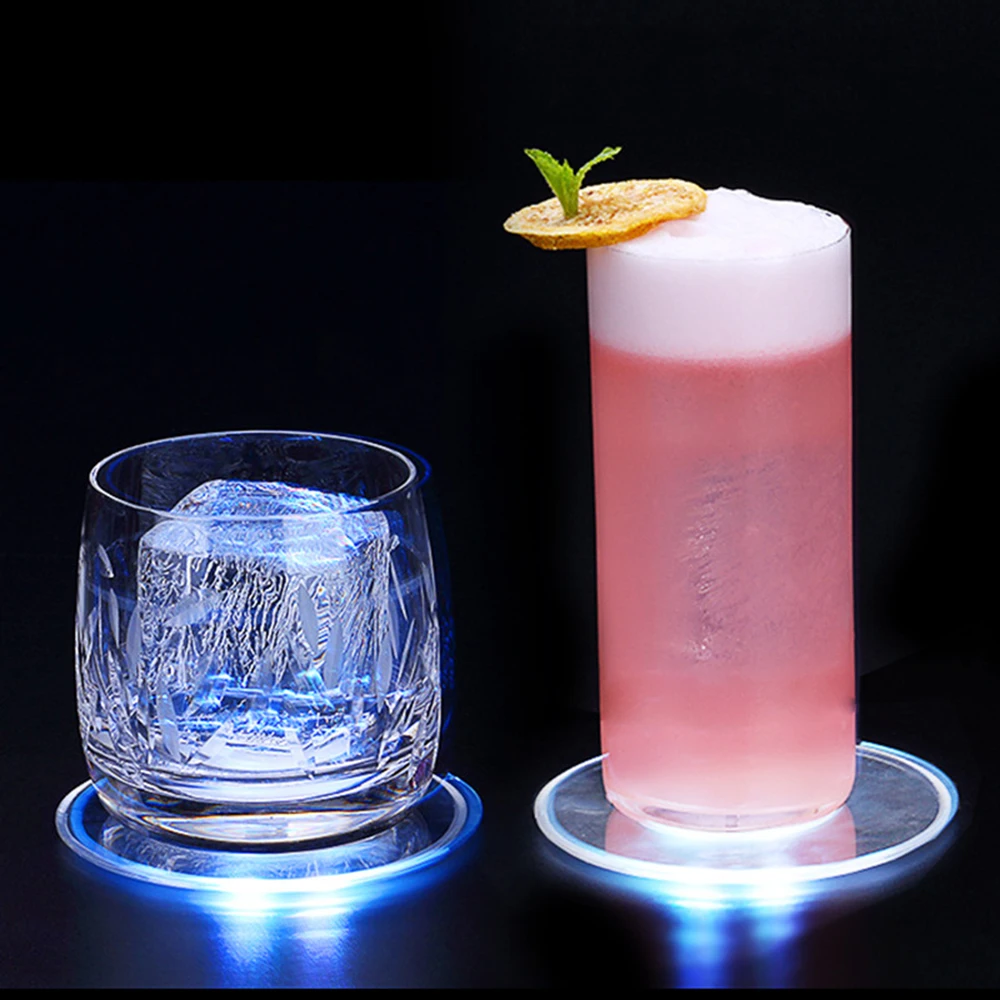 

1X LED Coaster pad and mat Round Bottle Cup Pad Mat Ultra-Thin Lighting Up for Drink Coffee table mat cup wad cup mat