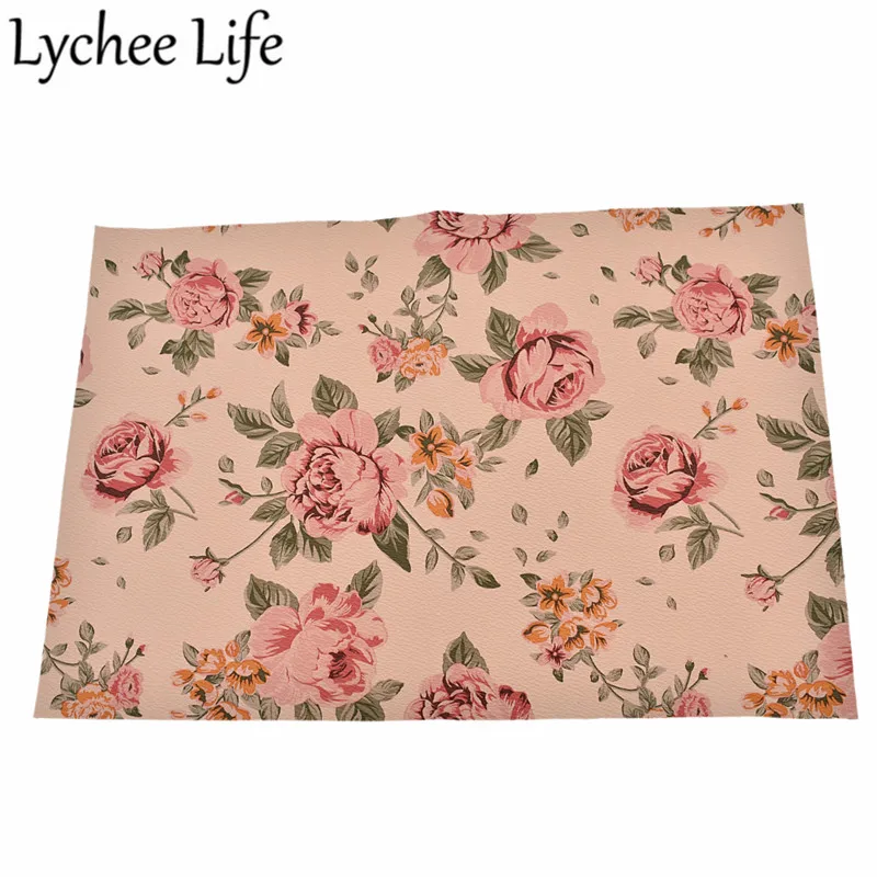 Lychee Life кожаная ткань с цветочным принтом A4 PU 29X21 см цветная ткань DIY Современная домашняя одежда текстиль швейная ткань аксессуары