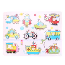 Kid Early Learn Brain-Teaser Educational Toys Baby Animals and Vehicle Toys Child Hand Grasp Wooden Jigsaw Puzzle Wood Toy