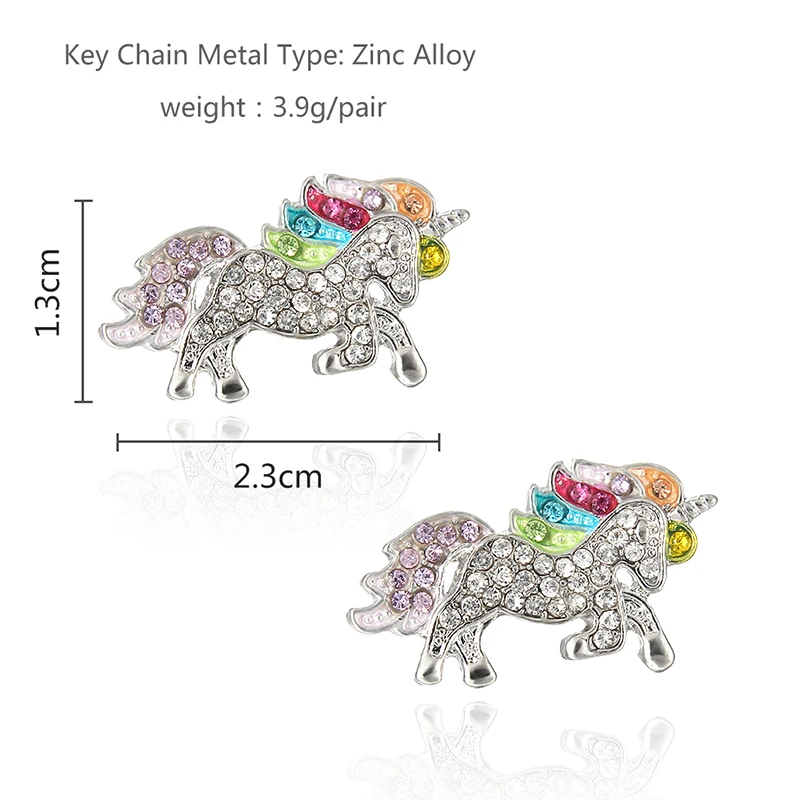 Wedding Stud Earrings Jewelry Crystal Unicorn Cute Animal Small Earrings Women Girl Birthday Gift Jewelry Party Accessories
