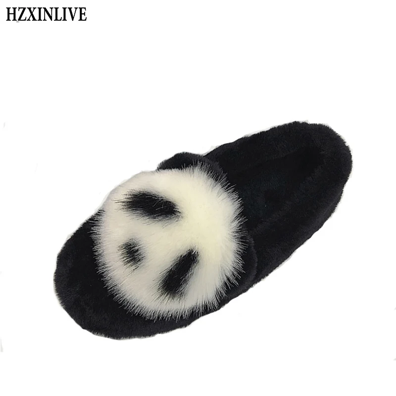 

HZXINLIVE 2018 Winter Women Home Slippers Cover Heel Short Plush Indoor Slippers Warm House Slip-on Women Animal Prints Shoes