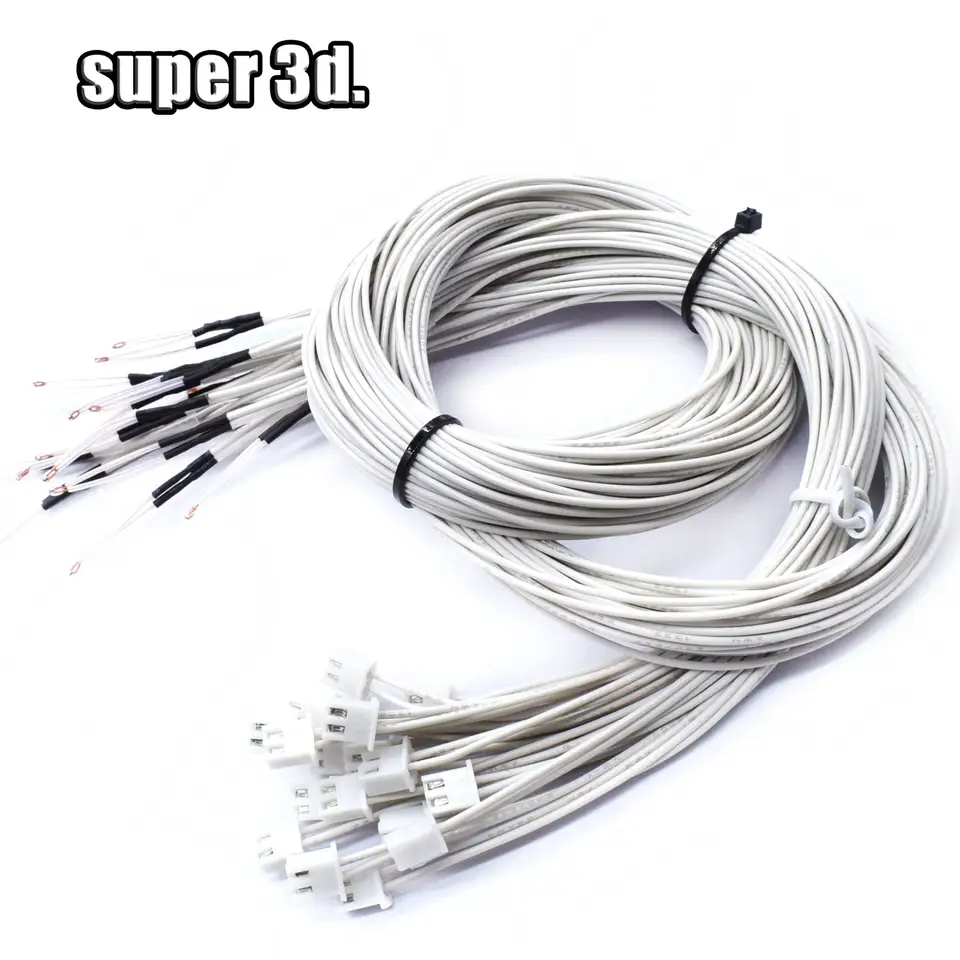 3D Printer Parts Thermistor NTC Temperature Sensor 3950 1% Line 100&150cm 100K with XH2.54 White Terminal 2P Connector Terminal image 3