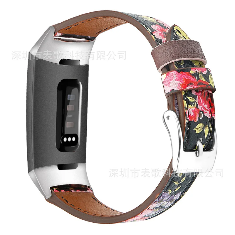 LPWHH Genuine Leather Watchbands For Fitbit Charge 3 Pink Buckle Black Pink Strap Watch Wrist Accessories Soft Strap Bracelet