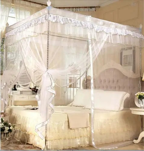 

White Four Corner Post Bed Canopy Mosquito Netting NO Frame Post