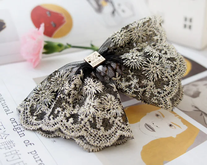Fashion Elegant Women Hair Accessories Embroidered Lace Barrette Hair