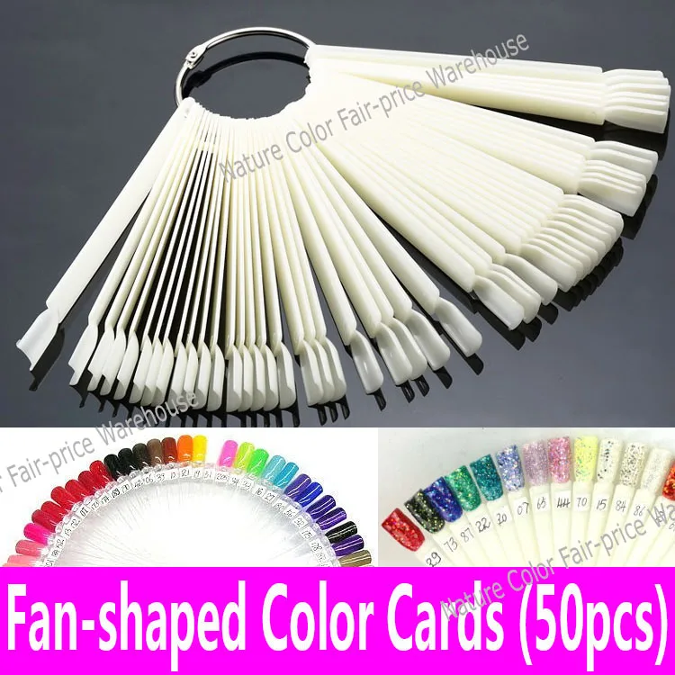 

50 PCS Fan Nail Polish Color Palette for Practice Fan-shaped Color Card Display Template Tool Manicure Supplies Wholesale Ring