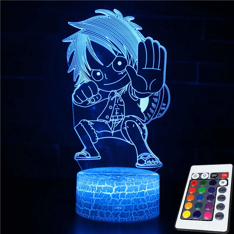 Одна штука 7 цветов меняющаяся Настольная лампа с экшн-фигурками Luffy USB Led Настольный светильник Zoro Mihawk SUNNY модель корабля игрушки Рождественский подарок - Цвет: MY-741RC