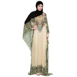 Мусульман Длинное Платье Мусульманских фолк-Пользовательские печати Абаи Для женщин шифоновая абайя полный Bat рукава Ближнего Востока