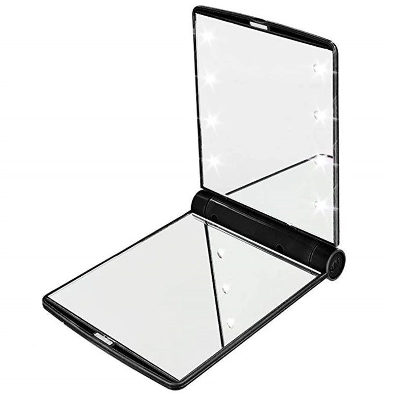 Макияж Зеркала косметический ручной складной портативный компактный карманный 8 стетодиодных приборов ламп