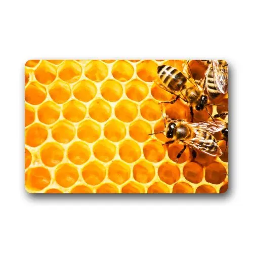 

CHARMHOME Bee with Honeycomb Nest Pattern Doormats Entrance Mat Floor Mat Door Mat Rug Indoor Outdoor Bathroom Mats Non Slip