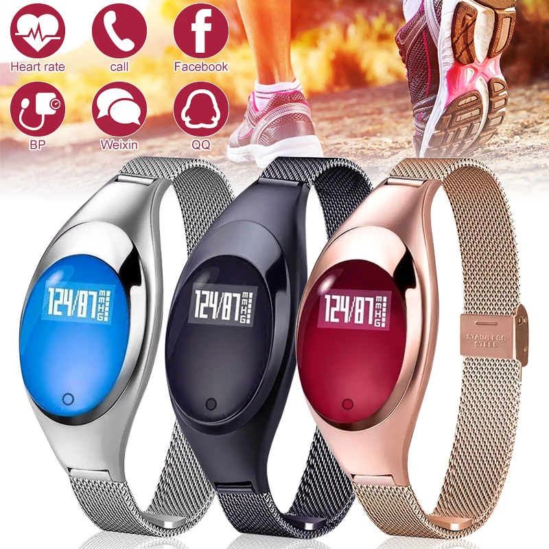 

Z18 Women Jewels Screen Intelligent Blood Pressure Heart Rate Monitor Pedometer Smart Watch Remote Camera OLED Screen Waterproof