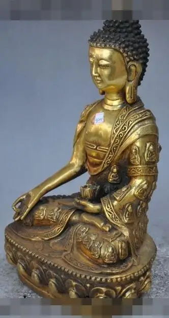 

S5301 11"tibet buddhism bronze gilt lotus sakyamuni Shakyamuni Tathagata buddha statue