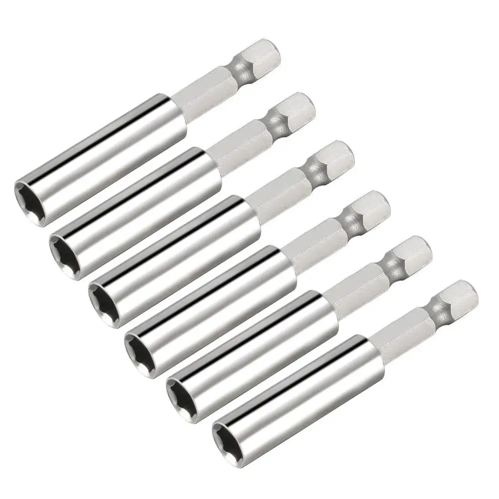 

uxcell New Hot 5pcs 6pcs Universal 1/4" Quick Change Shank Hex Magnetic Nut Setter 60mm 100mm Length CR-V Magnetic Hex Socket