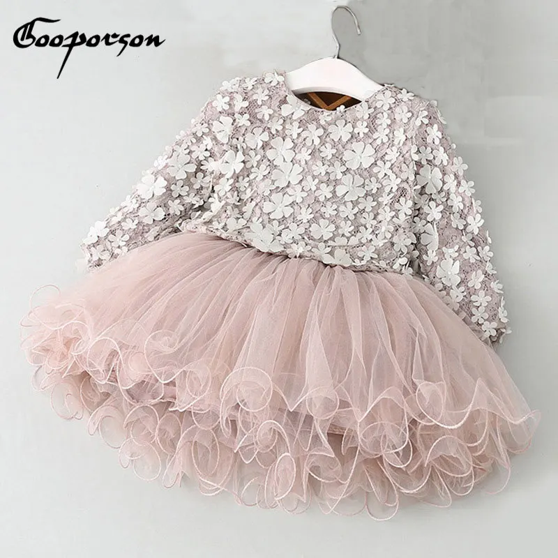 Meilleur Bébé Filles Tutu Robe À Manches Longues Fleur De la Mode Printemps Robe Enfants Vêtements Princesse Robes de Soirée Pour Les Enfants de Fille Vêtements