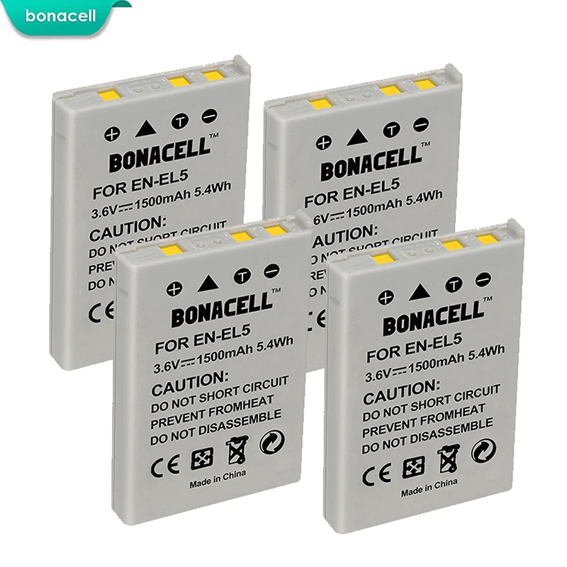 

bonacell 4pcs EN-EL5 EN EL5 1500mAh 3.6V Battery Replacement for Nikon Coolpix P500 P510 P520 P530 P4 P80 P90 P100 P500,