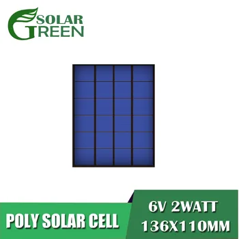 

6V 333mA Epoxy Polycrystalline Silicon DIY Battery 2Watt 2W Solar Panel Standard Power Charge Module Mini Solar Cell toy