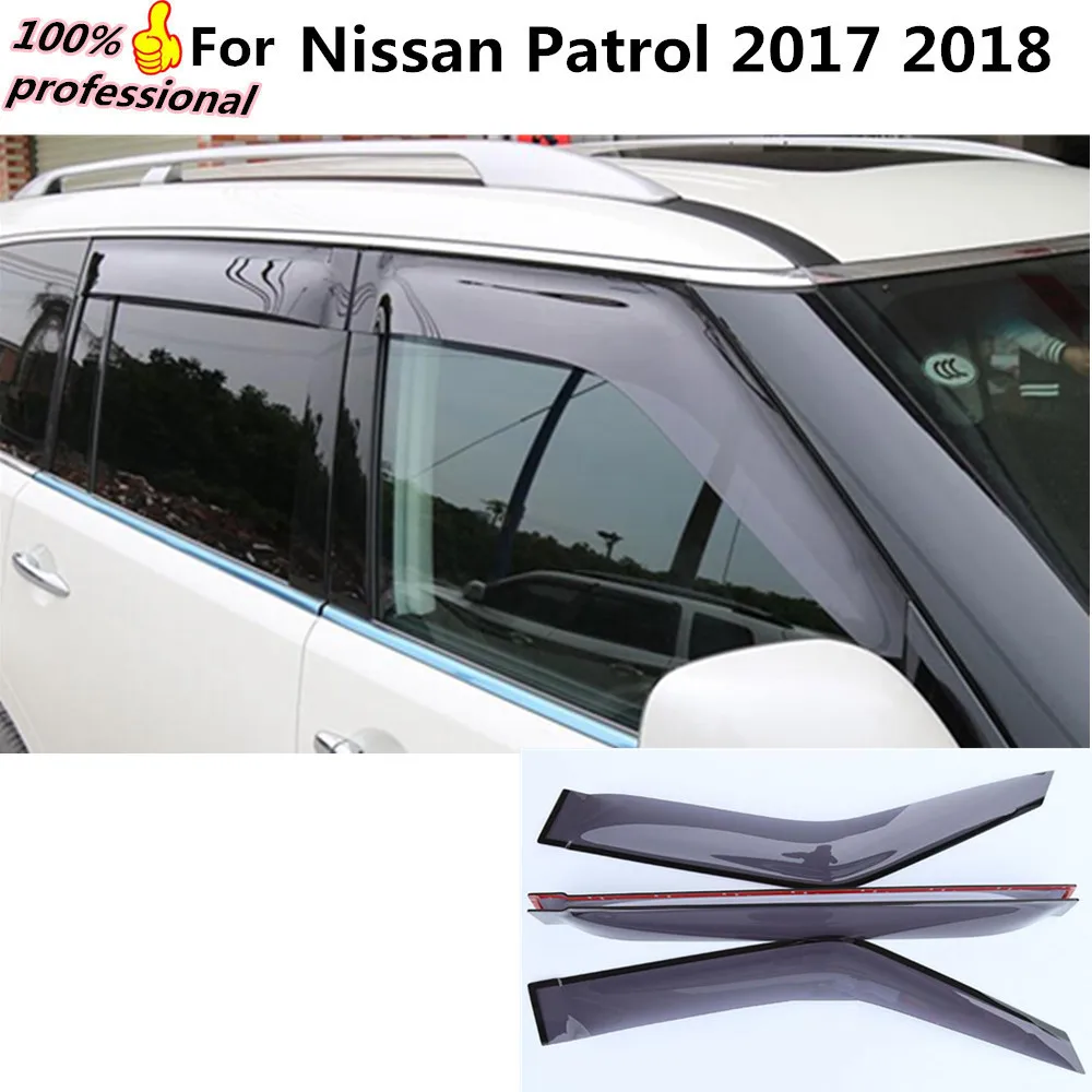 For Nissan Patrol 2017 2018 car styling cover Stick lamp plastic Window glass Wind Visor Rain/Sun Guard Vent moulding part 4pcs car-window-covers-for-sun