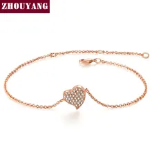 Top Quality ZYH188 Micro insert technology Heart Rose Gold Color Bracelet Jewelry Austrian Crystals Wholesale