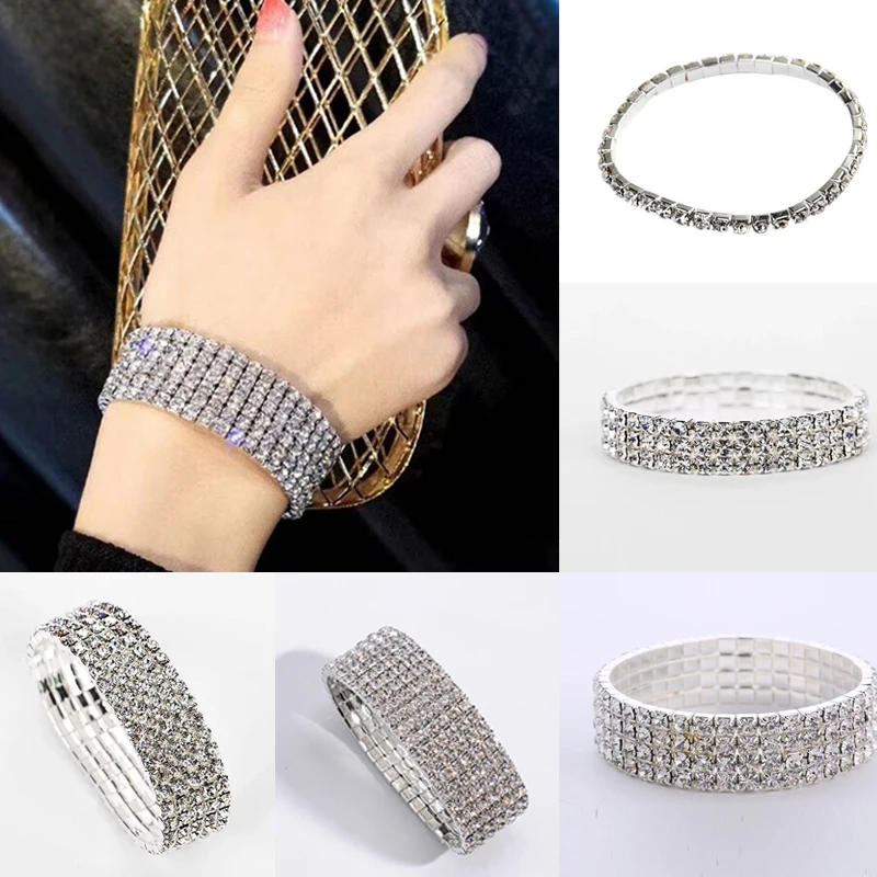 

Brilliant Bracelet for Women with Rhinestones Stretch Elastic Bracelet Wedding Accessories and Ornaments