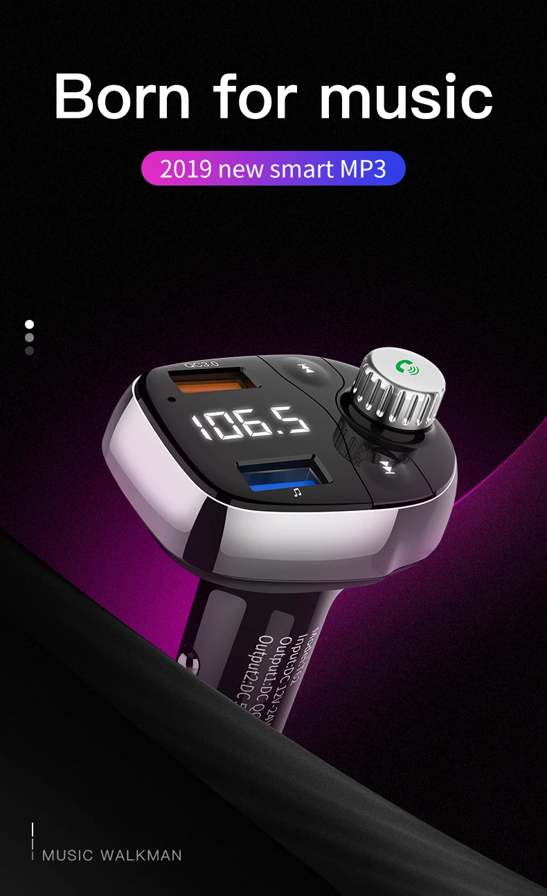 ANLUD Quick Charge 3,0 fm-передатчик комплект беспроводной связи bluetooth для автомобиля двойной USB модулятор u-диск MP3-плеер Handsfree