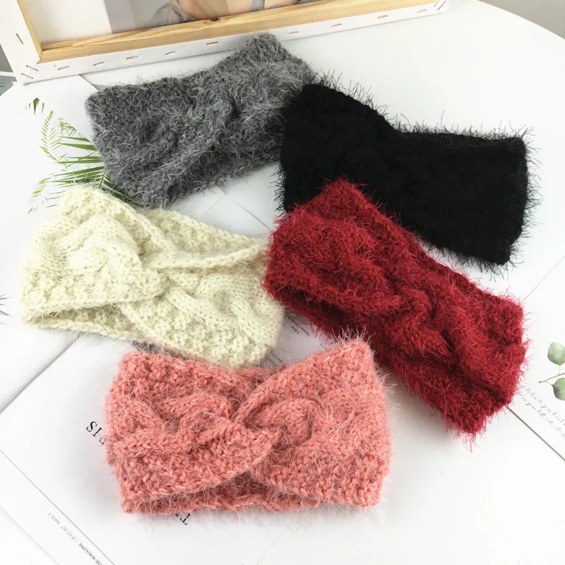 

Women Headband 2019 New Ladies Girl Knitted Headband Autumn Winter Korean Style Twisted Hair Band Solid Color Adult Head Wrap