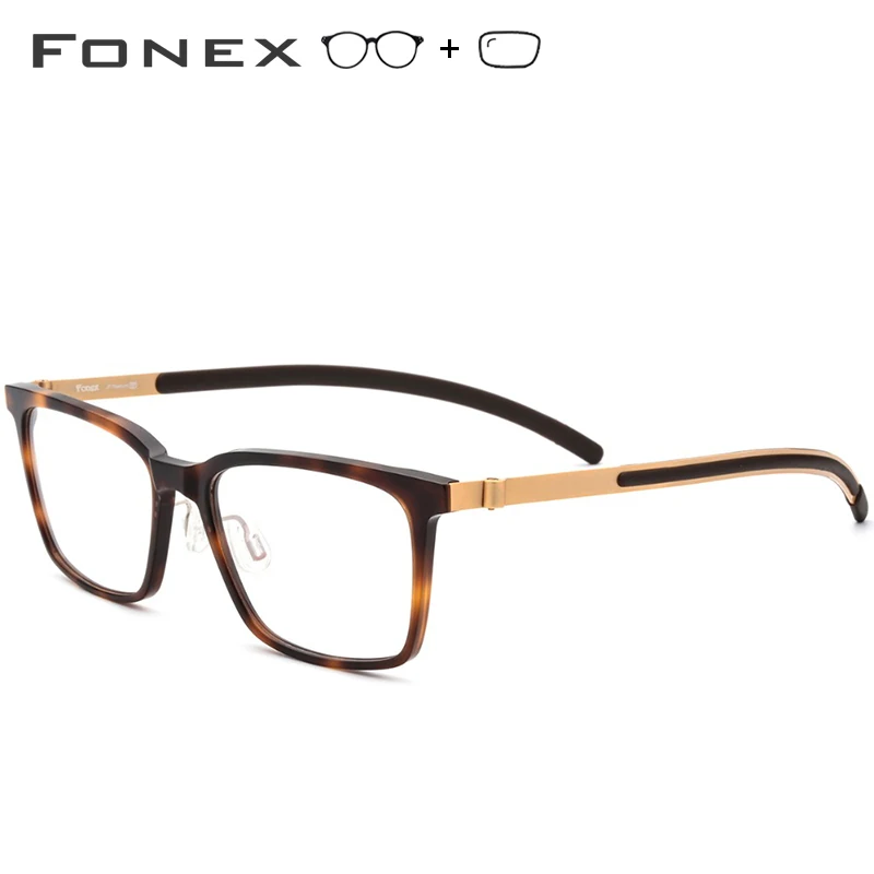 

B Pure Titanium Prescription Glasses Men 2018 New High Quality Square Eyeglasses Acetate Myopia Optical Frames Screwless Eyewear