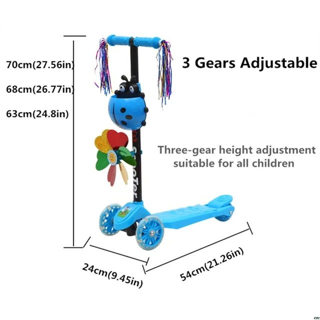 Windmill Ladybug Scooter Foldable and Adjustable Height Lean to Steer 3 Wheel Scooters for Toddler Kids Boys Girls Age 3-8 4