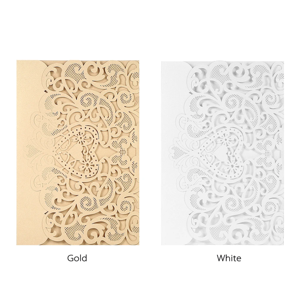 gold white love wedding invitation card cover pearl paper wedding card pattern