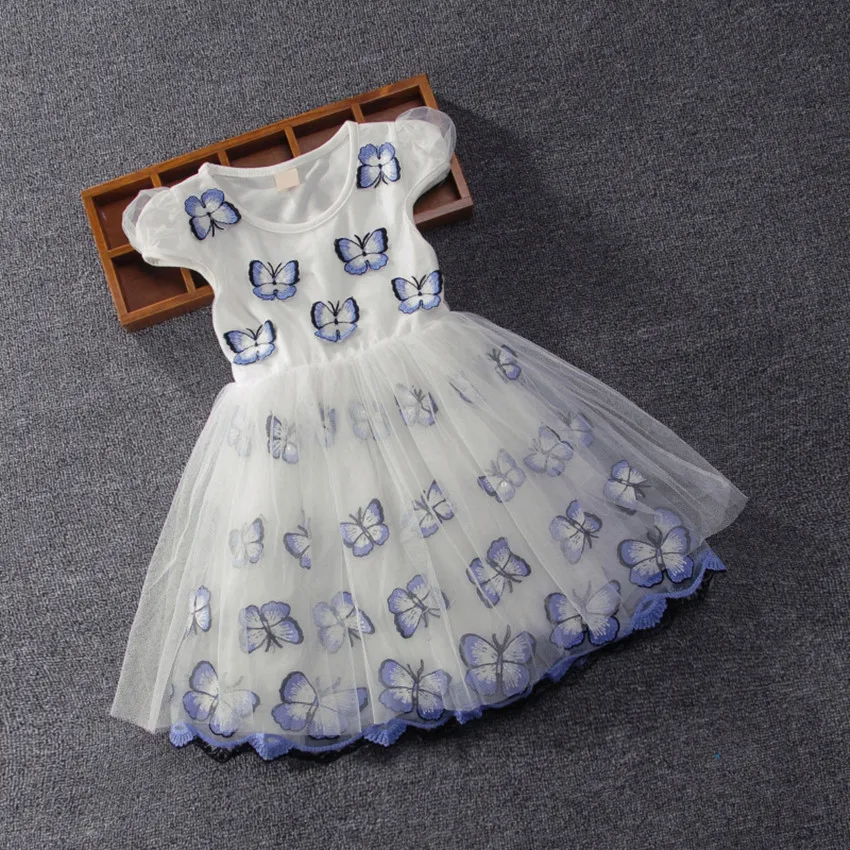 Summer Ball Gown Full of Butterflies Princess Party Birthday Girl Dress With Sequins Bows 3 9T