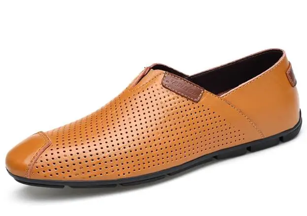 Plardin/Новинка; брендовые модные стильные Мягкие Мокасины размера плюс; мужские лоферы; Высококачественная обувь из натуральной кожи; Мужская обувь для вождения на плоской подошве - Цвет: Orange summer
