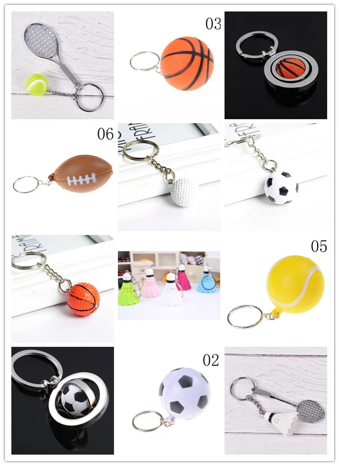 1/2 pcs Ball Pendant Keyring Sports Metal Keychain Car Key Chain Key Ring For Wholesale Multi Styles New Fashion