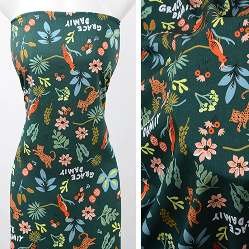 

100x140cm Happy Forest Animals Rayon Fabric Viscose Soft Smooth Fabric For Shirt Baby Cloth Dress pajamas