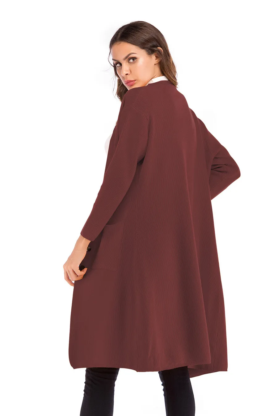 Gladiolus New 2018 Casual Autumn Winter Sweater Women Long Sleeve Button Pocket Knitted Long Cardigan Women Jumper Sweater Coats (14)