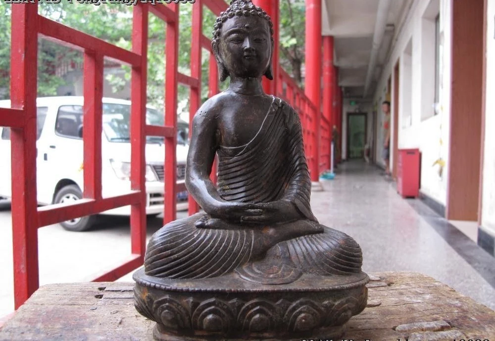 Tibet Old Fane Bronze Copper kasaya Sakyamuni shakyamuni Tathagata Buddha Statue | Дом и сад