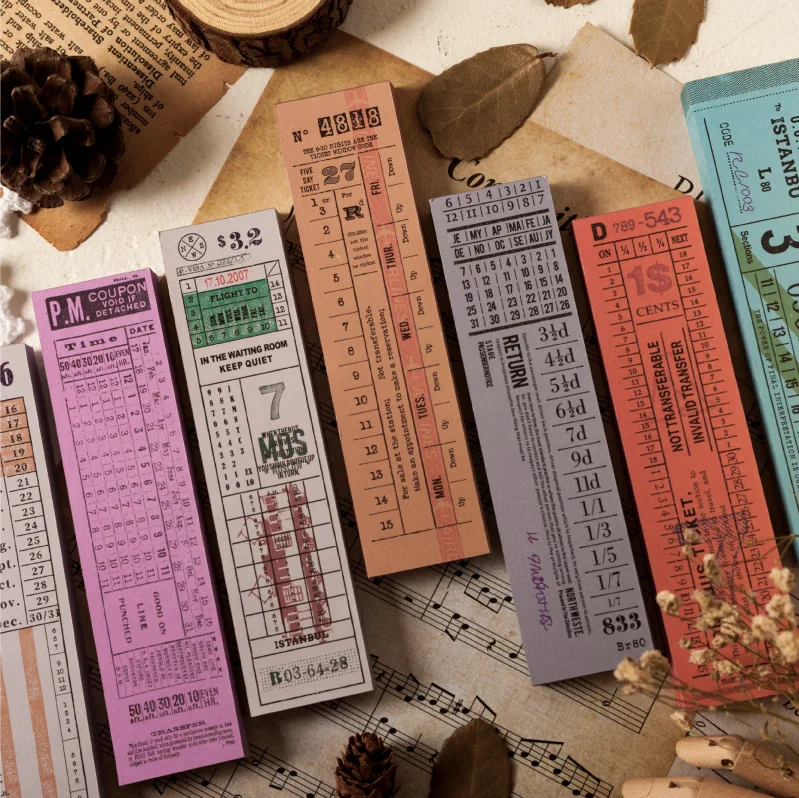 

12 Designs Mixed Vintage Ticket Fashion Mini Memo Pad Pack 3.3*13.5cm