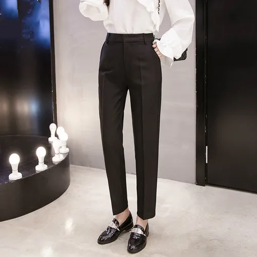 Осень Корейская версия женские шаровары 2019 новый стиль зима чистый цвет Женская мода студентов повседневные девять минут брюки