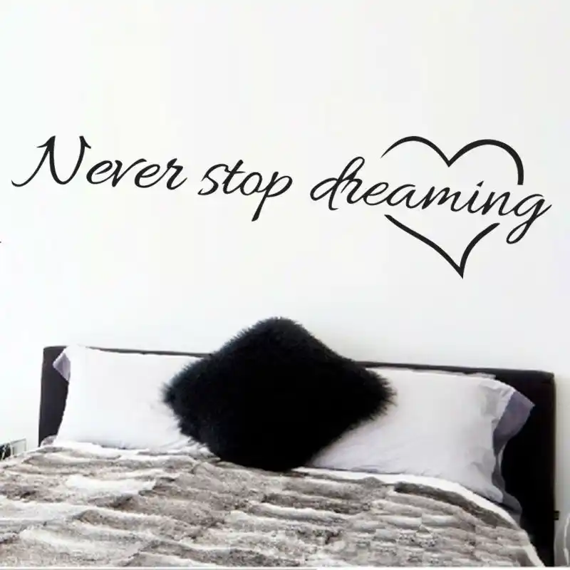 Never Stop Dreaming Inspirational Quotes Wall Art Bedroom