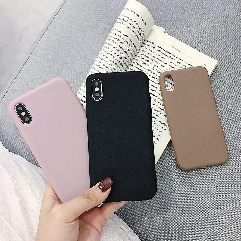 

Solid color matte silicone phone case For iphone 6 6S 7 8 Plus For iphone X XS XR XSMax cute candy color soft fashion phone case