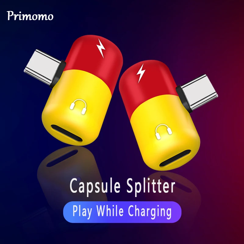 

2 in 1 Audio Charge Adapter type C interface Phone Dual Port Audio Charging Headphone Earphone Type C Adapter for huawei xiaomi