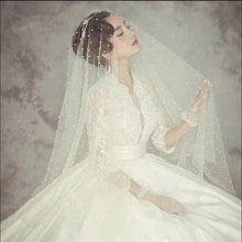 Свадебные вуали с белым жемчугом, тюль, 1 т, цвет слоновой кости, Свадебные вуали, однослойные вечерние вуали без гребня, свадебные аксессуары