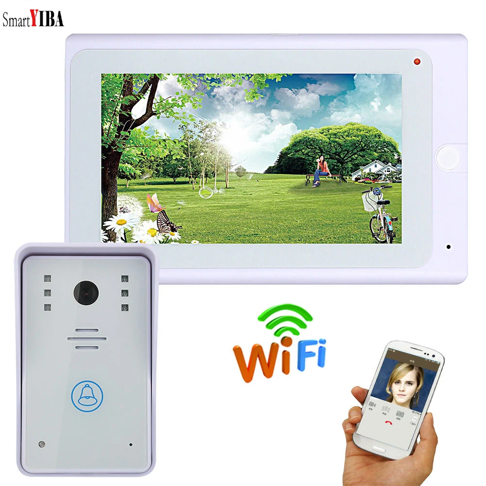 

SmartYIBA Hands-Free WiFi Video Door Phone Intercom 7"LCD Monitor Wired Visual Video Intercom Doorbell System 1 Camera 1 Monitor