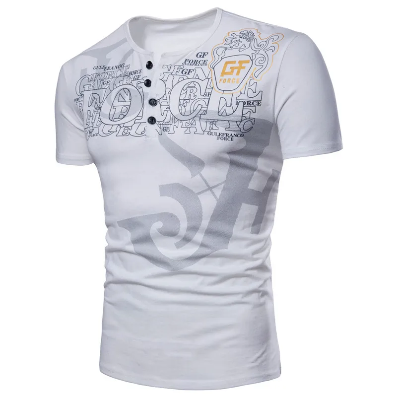 

Short-sleeved European code men's personality esports letter printing short-sleeved round neck button large size S-XXXLT-shirt