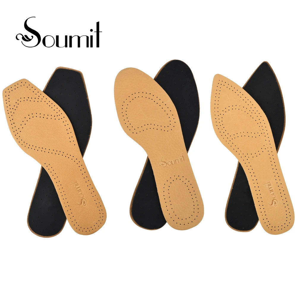 

Soumit 3 pairs of pigskin Insoles Sweat-absorbent latex insole Breathable Ladies High heels flat head tip round head insole
