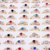 QianBei 50pcs/set Fashion Gold Color Cute Colorful Rhinestone Finger Rings Jewelry For Men Women Gifts Couple 1