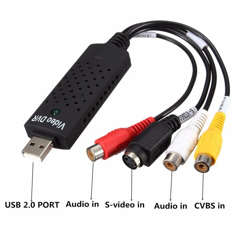 

Video Capture Card TV Tuner VCR DVD AV Audio USB 2.0 Converter Easycap Connector for PC/Laptop HD Android Easycap Video capture