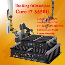 Mini PC Desktop Fanless COM HDMI VGA 300M windows computer linux ,ubuntu Inter CPU i7 5550U windows 10 8* USB Warranty 3 years