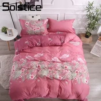 

Solstice Home Textile Wine Red Flamingo Duvet Cover Bed Sheet Pillowcase Girl Teen Adult Woman Bedding Set Queen Twin Bedclothes