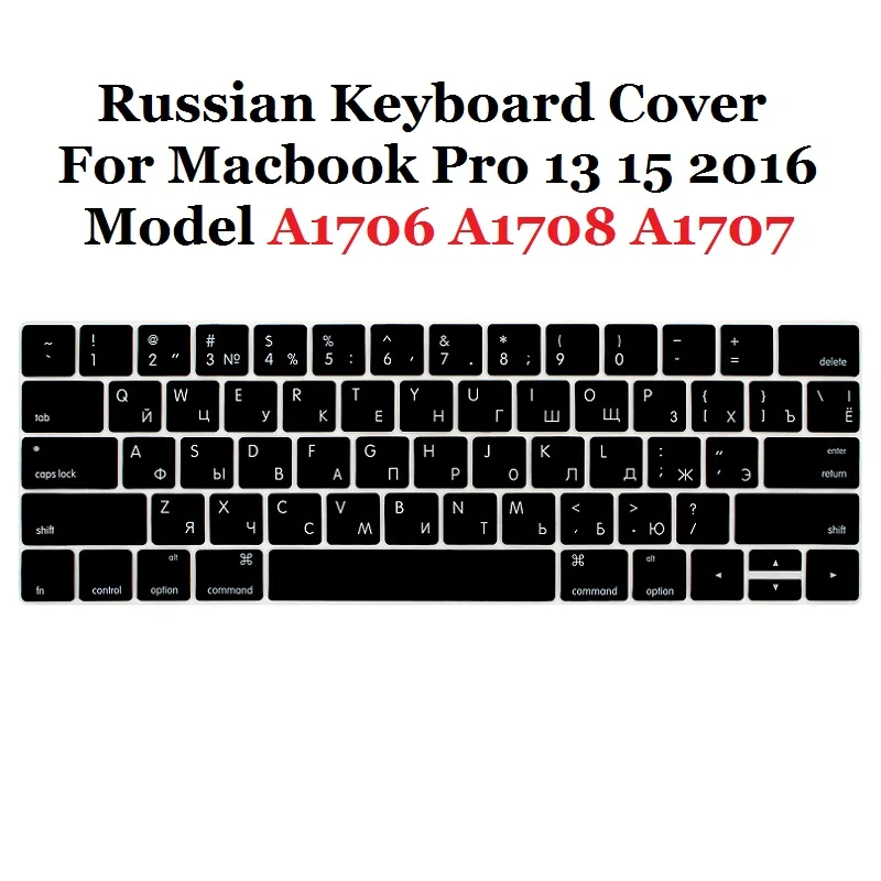

Solque Silicone US Version Russian Keyboard Cover For Macbook Pro 13 15 2016 2018 Model A1706 A1707 A1989 A1990 With Touch Bar