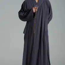 Унисекс серый Буддизм монах одеждах кунг-фу форма лежал медитации костюмы боевых искусств Лето Стиральная хлопок и лен